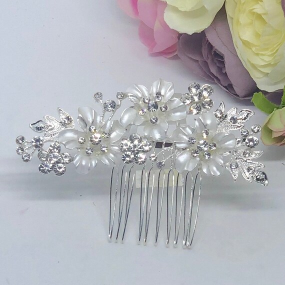 Silver Crystal Bridal Hair Comb: Wedding Hair Piece - KYLIE  display picture 3