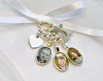 Silver Bouquet Photo Charm, Bouquet Charm, Memory Charm, Bridal Charm, Photo Bouquet Charm - TABITHA