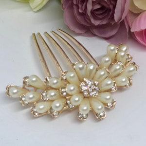Rose Gold Hair Comb, Bridal Hair Comb, wedding Hair Comb, Bridal Hair Piece, Wedding Hair Piece - VONDA