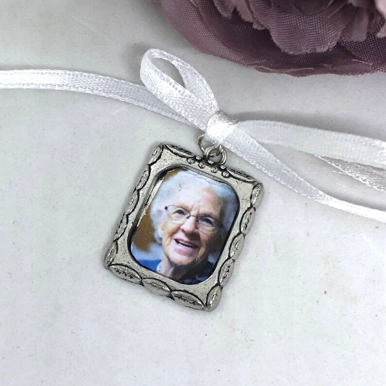 Memorial Charm Silver Bouquet Photo Charm Bouquet Charm CHARLIE Memory Charm Keepsake Charm Photo Bouquet Charm Bridal Charm