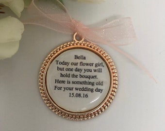 Flowergirl charm, flowergirl gift, flowergirl keepsake, wedding charm, something old, personalised keepsake charm. DOTTY