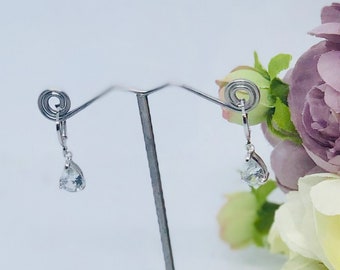 Silver Earrings, Bridal Earrings, Teardrop Earrings, Pierced Earrings, Silver Wedding Earrings - KASEY