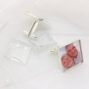 Square Cufflinks, Grooms Cufflinks, Grooms Gift, Memorial Cufflinks, Personalised Photo Cufflinks - SHAUN
