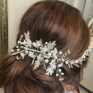 Braut Kopfschmuck, Silber Haarschmuck, Braut Haarschmuck, Kristall Haarschmuck - GABRIELLA