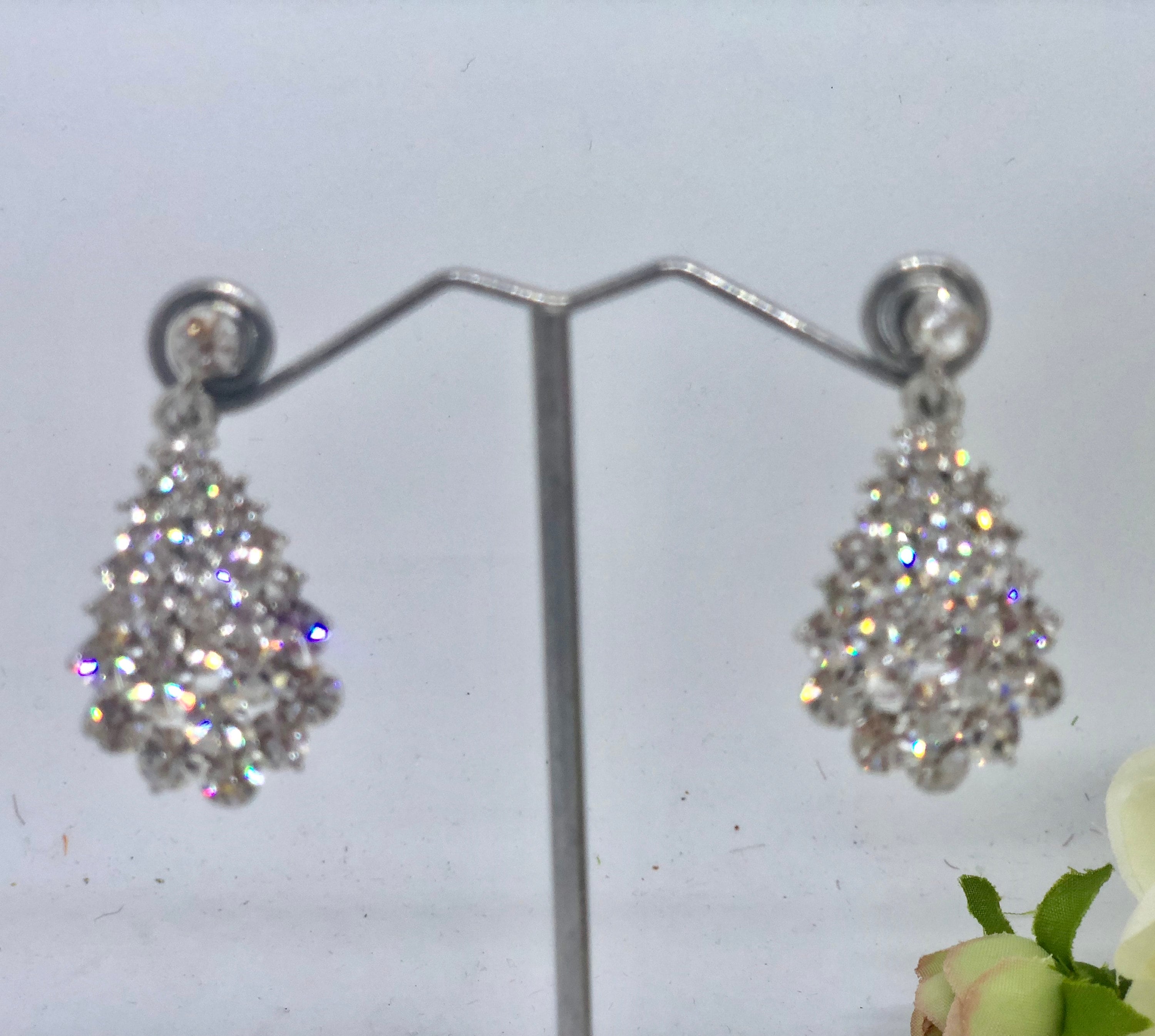 Orecchini Pendenti A Goccia Per Sposa – Cristallo Clearine, Clip-On Con Avvitamento, Confezione Regalo