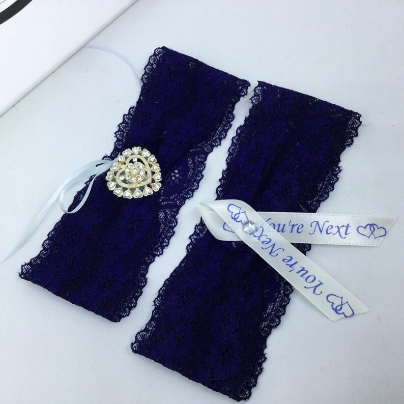 Navy Lace /& Bling Bridal Garter HELEN