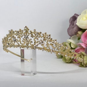 Gold Tiara, Gold Headpiece, Gold Bridal Tiara, Bridal Headpiece, Bridal Hair Accessory, Wedding Hair Accessories -ABIGAIL