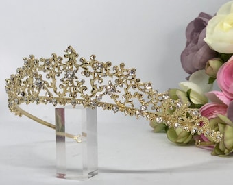 Gold Tiara, Gold Headpiece, Gold Bridal Tiara, Bridal Headpiece, Bridal Hair Accessory, Wedding Hair Accessories -ABIGAIL