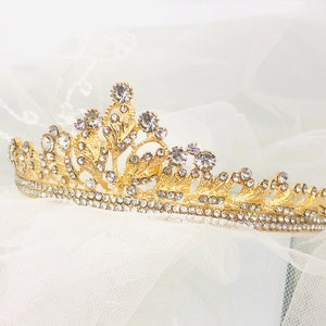 Gold Tiara, Gold Headpiece, Gold Bridal Tiara, Bridal Headpiece, Bridal Hair Accessory, Wedding Hair Accessories - CATHY