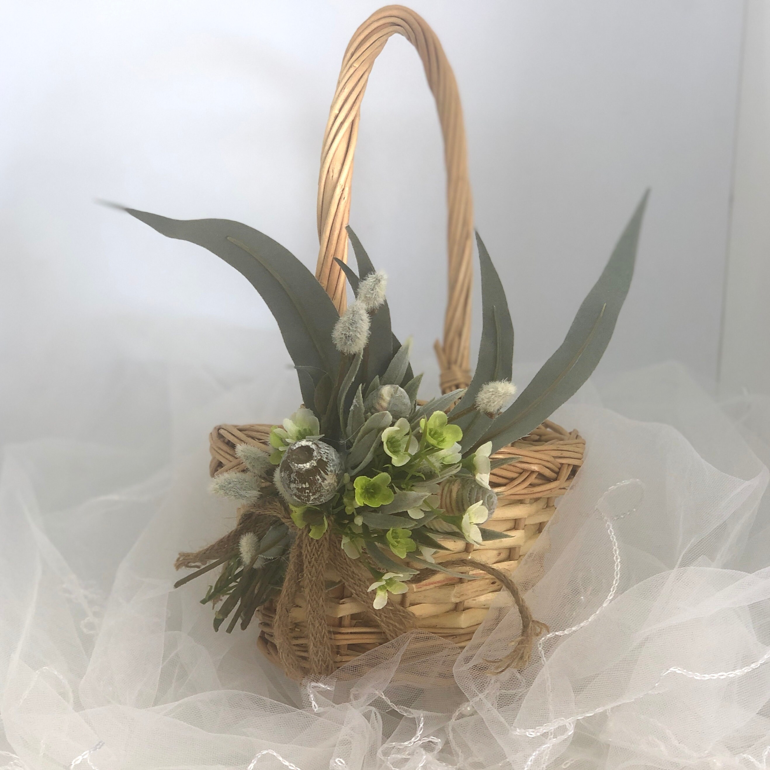 Flower Girl Basket Rustic Flower Girl Basket Cane Flower Etsy