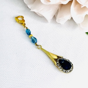 Something Blue, Bridal Pin, Good Luck Charm, Keepsake, Bridal Gift, Bridal Bouquet Charm, Gold - MOIRA