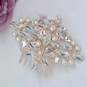 Rose Gold Hair Comb, Bridal Hair Comb, wedding Hair Comb, Bridal Hair Piece, Wedding Hair Piece - VICTORIA