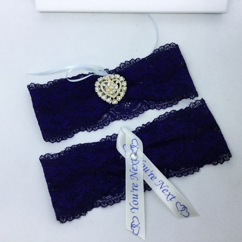 Navy Lace /& Bling Bridal Garter HELEN