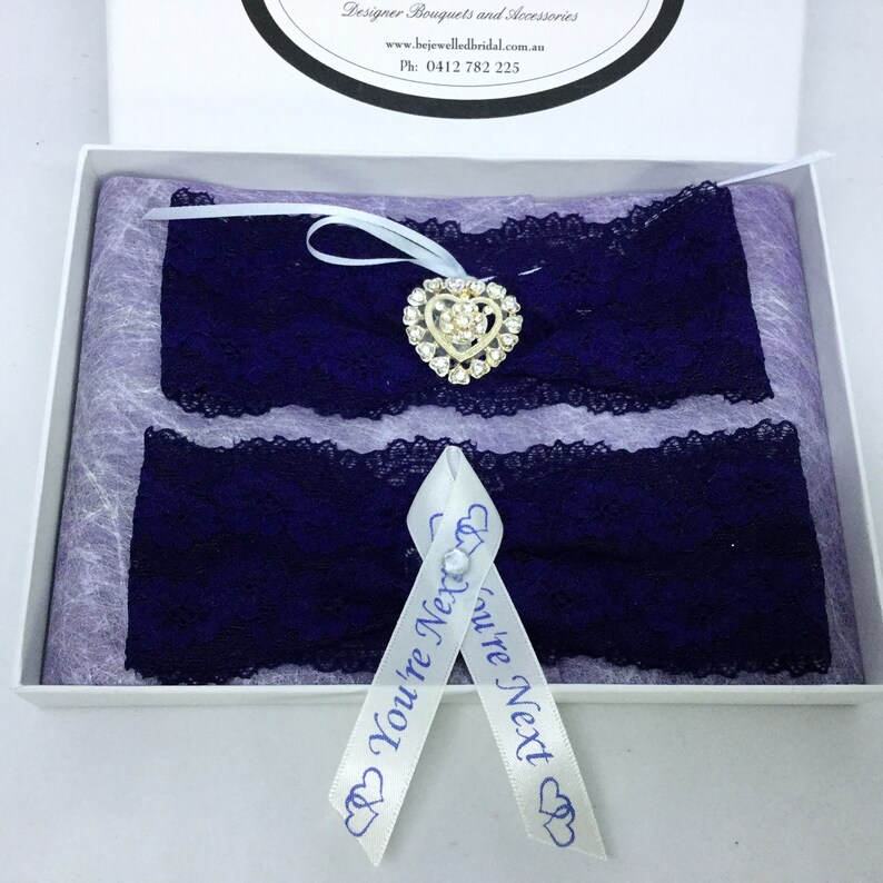Navy Lace /& Bling Bridal Garter HELEN
