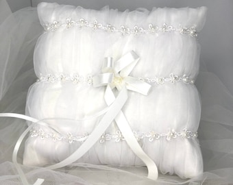 Ring Pillow, Page Boy Ring Pillow, Ring Bearer Pillow, Bling Ring Pillow, White Bling Ring Pillow, Ring Box - GREGORY