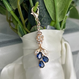 Something Blue, Bridal Pin, Good Luck Charm, Keepsake, Bridal Gift, Bridal Bouquet Charm - STEPHANIE