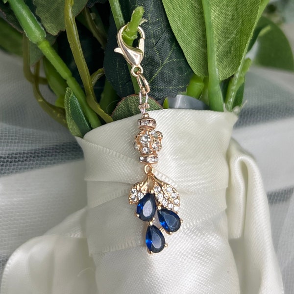 Something Blue, Bridal Pin, Good Luck Charm, Keepsake, Bridal Gift, Bridal Bouquet Charm - STEPHANIE