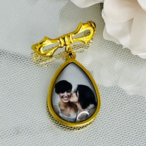 Gold Bouquet Photo Charm, Silver Bouquet Charm, Rose Gold Memory Charm, Bridal Charm, Photo Bouquet Charm, Memorial Charm - MATILDA