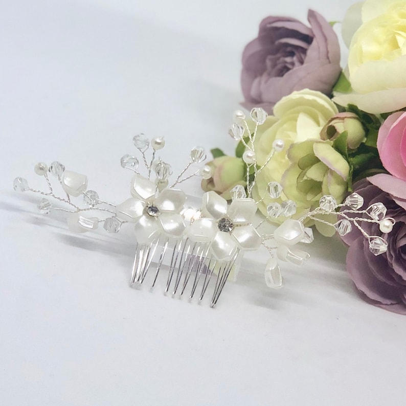 PHILLY Crystal /& Pearl Flowers Wedding Bridal Hair Comb