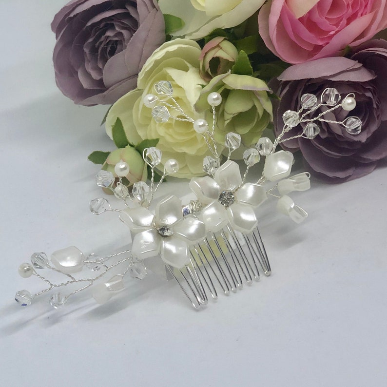 PHILLY Crystal /& Pearl Flowers Wedding Bridal Hair Comb