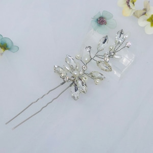 Silver Hair Pins, Hair Pins, Bridal Hair Pins, Pearl Hair Pins, Wedding Hair Pins, Bridal Headpiece  - CELESTE