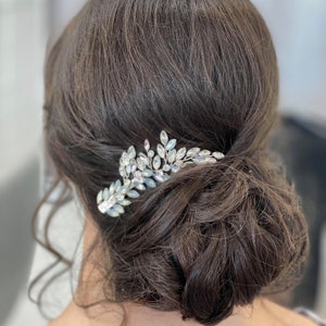 Braut Kopfschmuck, Silber Haarschmuck, Braut Haarschmuck, Kristall Haarschmuck - HATTIE