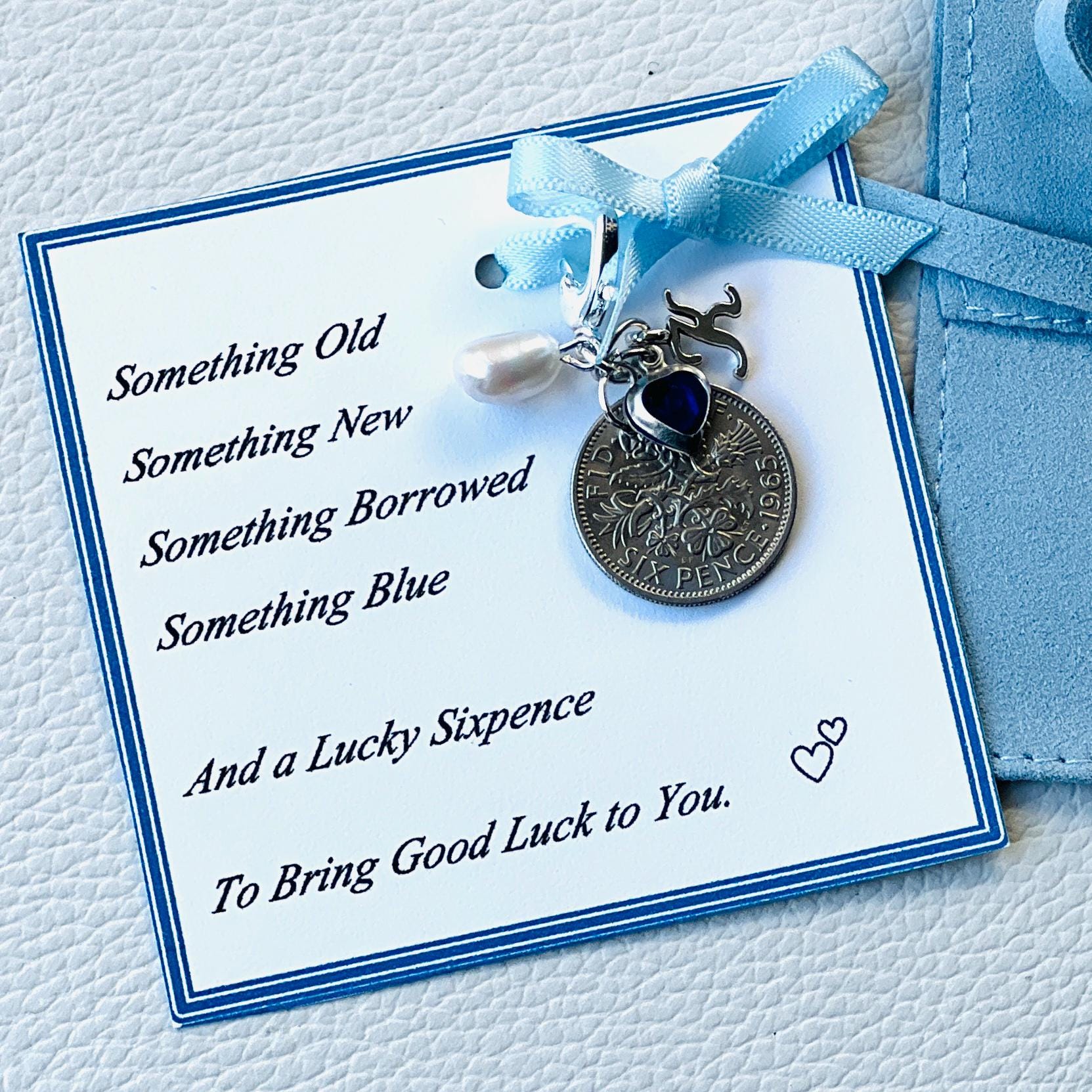 アクセサリー smoky blue Wish your luck Silver Sixpence Bridal Charm: Something Blue, Good Luck Keepsake