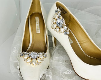 Gold Braut Schuhclips: Perlen & Strass Hochzeits-Accessoires