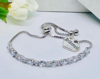Crystal Bridesmaid Bracelet: Silver Wedding Jewelry