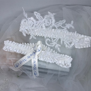 Bridal Garter, Lace Garter, Wedding Garter, Bling Garter, Something Blue, Bridal Accessories - ILSA