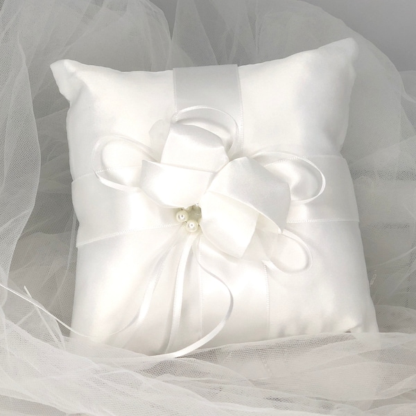 Ring Pillow, Page Boy Ring Pillow, Ring Bearer Pillow, Bling Ring Pillow, Ivory Ring Pillow, Ring Box - JULIAN IVORY