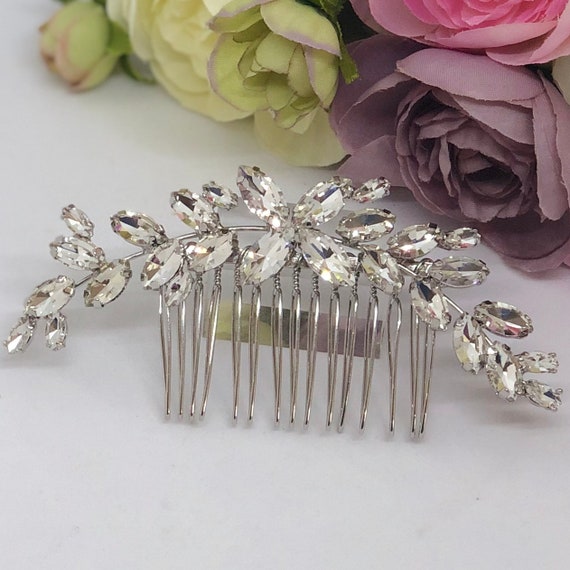 Crystal Cluster Bridal Hair Comb Large Silver Crystal Hair Comb, Bridal Crystal Hair Comb, Dainty Crystal  main image 4