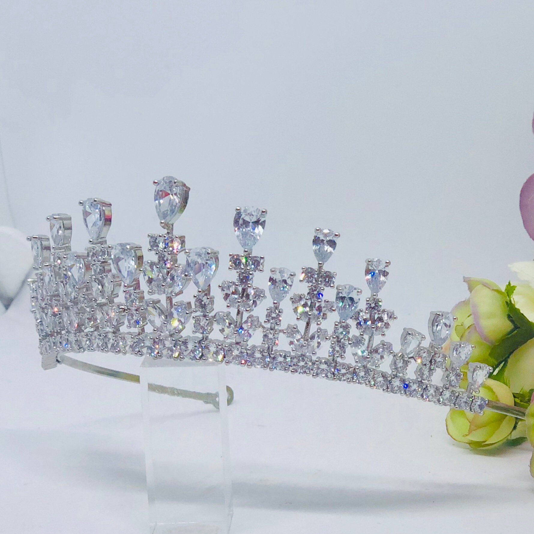 Swarovski Silver Crystal Hair Tiara Lucky Collections ™ 56-6547 Silver Swarovski Crystals  main image 4