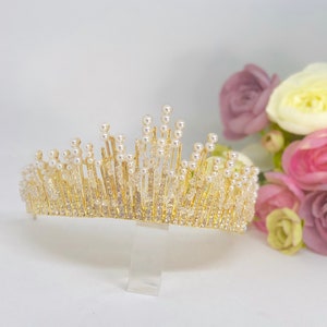 Gold Tiara, Gold Headpiece, Gold Bridal Tiara, Bridal Headpiece, Bridal Hair Accessory, Wedding Hair Accessories - HILARY