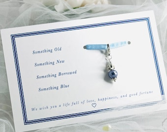 Algo azul, alfiler de novia, amuleto de buena suerte, recuerdo de dama de honor, regalo de novia, amuleto de ramo de novia - REINA