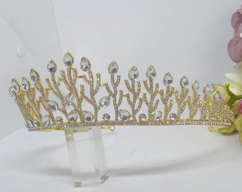Gold Tiara, Gold Headpiece, Gold Bridal Tiara, Bridal Headpiece, Bridal Hair Accessory, Wedding Hair Accessories - THERESA