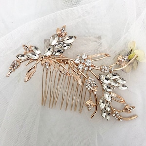 Rose Gold Hair Comb, Bridal Hair Comb, Wedding Hair Comb, Bridal Hair Piece, Wedding Hair Piece - PENNY