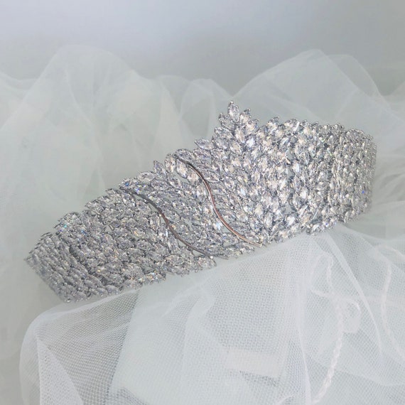 Swarovski Clear Crystal Bridal Headpiece with Silver Accents Bridal Headband Wire Wrapped Beads Beaded Clear Swarovski  main image 2