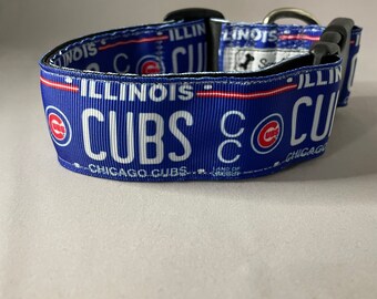 Chicago Cubs Reversible MLB Dog Collar, Large. Premium Home & Away Two-Sided Pet Collar Adjustable with Metal Buckle. Your Favorite MLB Baseball Team with a Unique Design on Each Side!