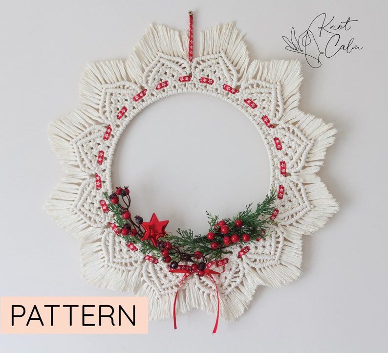 PATTERN Macrame Christmas Wreath image 1