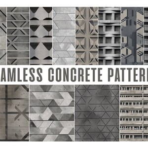 Concrete Digital Texture Effect Industrial Brutalist Seamless Background Printable Patterns