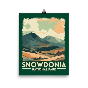 Snowdonia National Park Wales Mt Snowdon Retro Vintage Poster