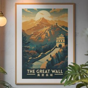 The Great Wall Of China Retro Vintage Travel Poster Print