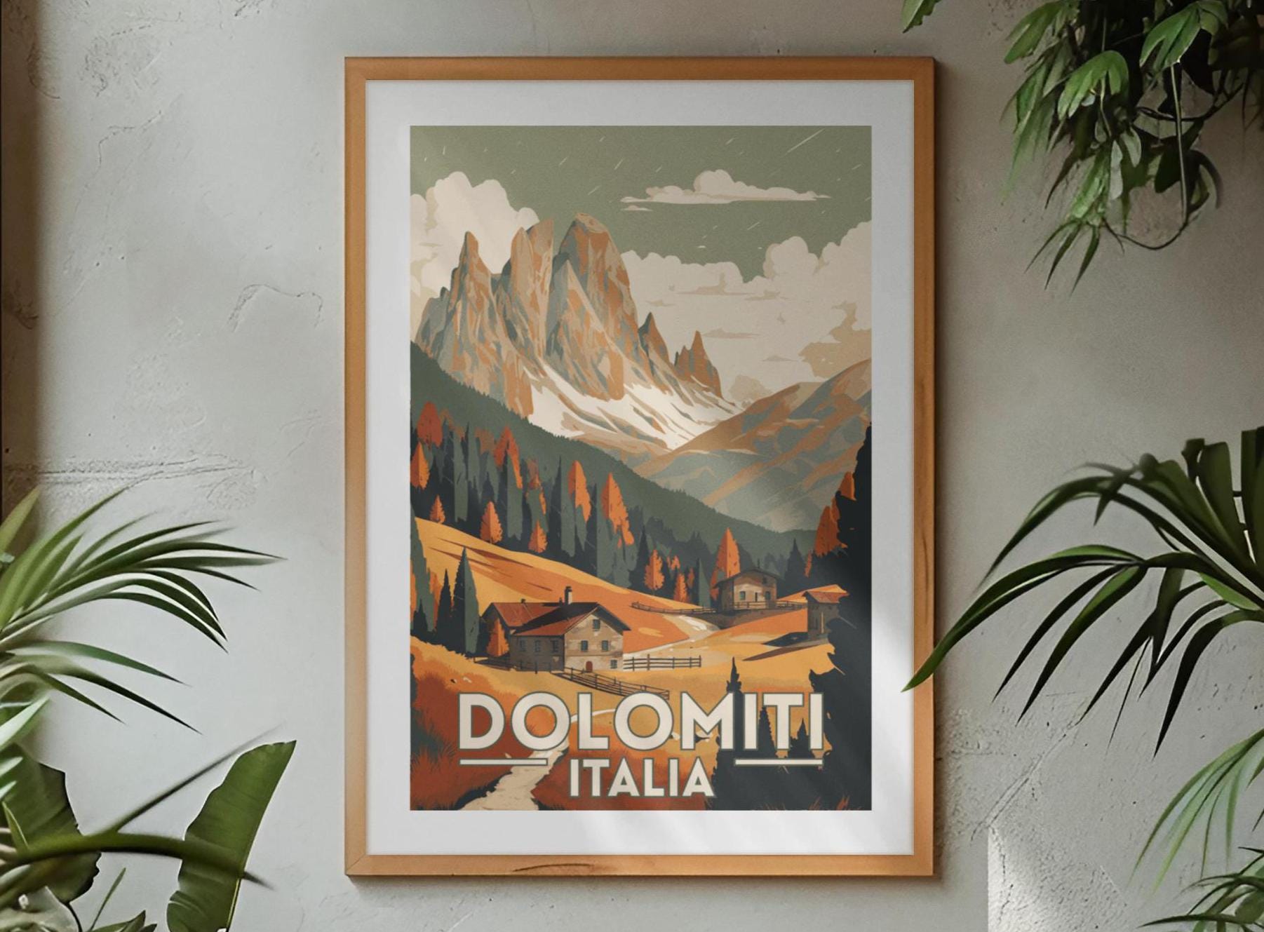 The Dolomites Italy Dolomiti Retro Vintage Travel Poster Print - Etsy