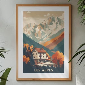 The French Alps Retro Vintage Travel Poster Print Wall Art