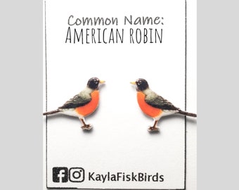 American robin earrings jewelry bird birds backyard