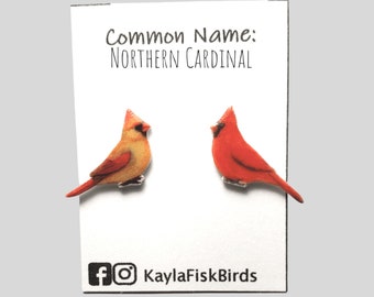 Northern Cardinal earings, cardinal jewelry, red bird, cardinal lover, cardinal gift, birdwatcher, birder, bid lover, red cardinal