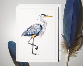 Great Blue Heron Greeting Card, birds, birding ,birder, birdwatching, bird blank art card
