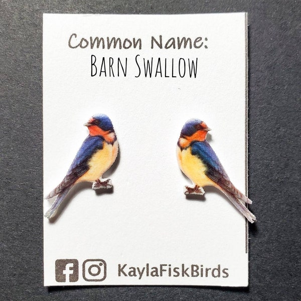 Barn swallow earrings | swallow bird jewelry | birds ornithology birding birdwatching gift birder