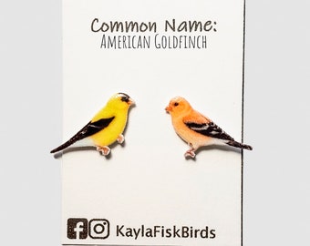 American goldfinch earrings | goldfinch jewelry | goldfinch gift | bird earrings birding birdwatching birding backyard birds